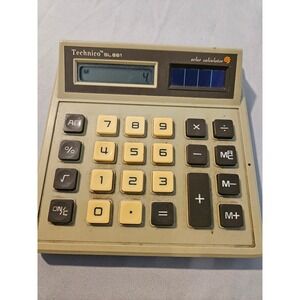 Vintage 1980s Technico‎ SL881 Solar Calculator, Retro Office Desk Decor